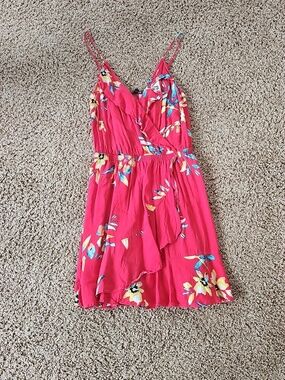 Express Floral Wrap-Style Dress